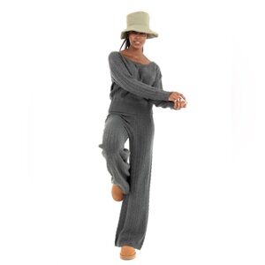 New Guess Wide Leg Tamara Sweater Pants Cable Knit Size XL